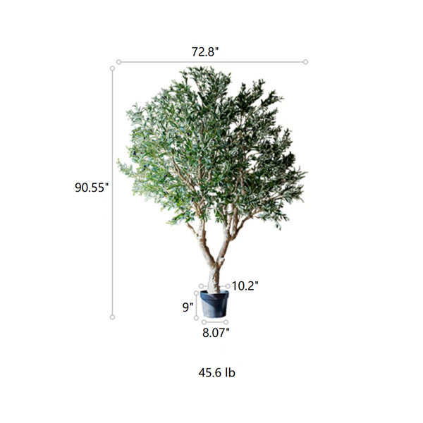 Primrue 91'' Faux Olive Tree Tree in Free Standing Wayfair